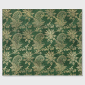 Elegant  Glam Green Gold Paisley Patroon Cadeaupapier (Vlak)
