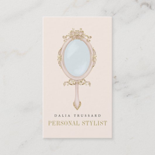 Elegant Glam Hand Mirror-stylist Visitekaartje (Voorkant)