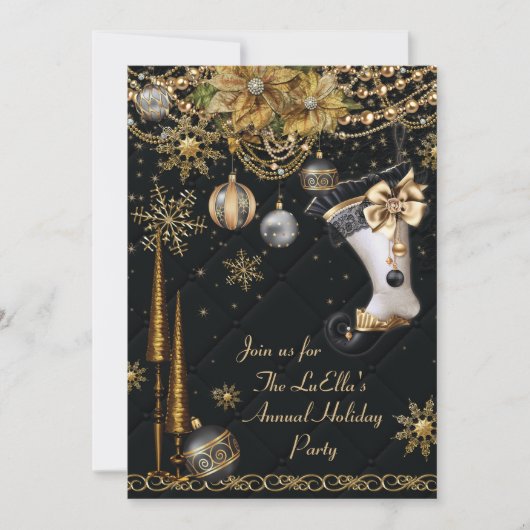 Elegant Glam Holiday Kerstfeest Uitnodigingen (Voorkant)