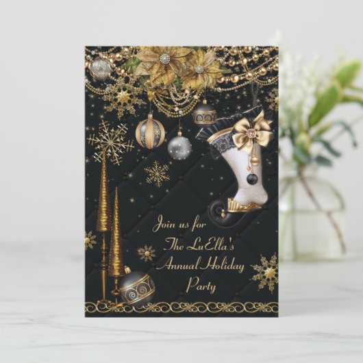 Elegant Glam Holiday Kerstfeest Uitnodigingen (Staand voorkant)