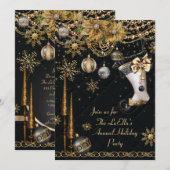 Elegant Glam Holiday Kerstfeest Uitnodigingen (Voorkant / Achterkant)