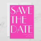Elegant Glam Hot Pink Art Deco Foto Save The Date (Voorkant)