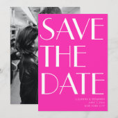 Elegant Glam Hot Pink Art Deco Foto Save The Date (Voorkant / Achterkant)