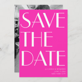 Elegant Glam Hot Pink Art Deco Foto Save The Date