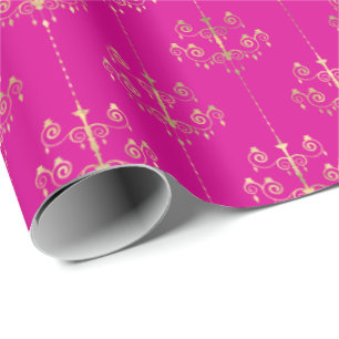 Elegant Glam Hot Pink Gold Patroon  Cadeaupapier