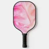 Elegant Glam Hot Pink Satin Script Name Pickleball Paddle (Voorkant)