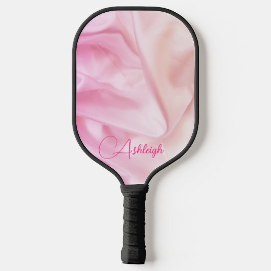 Elegant Glam Hot Pink Satin Script Name Pickleball Paddle (Achterkant)