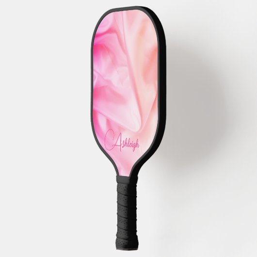 Elegant Glam Hot Pink Satin Script Name Pickleball Paddle (Links)