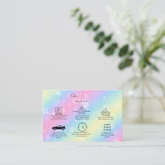 Elegant Glam Iridescent Holographic Cake Care Bus Visitekaartje (Staand voorkant)