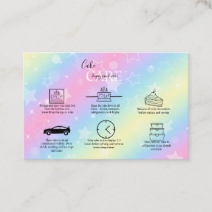 Elegant Glam Iridescent Holographic Cake Care Bus Visitekaartje