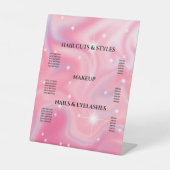 Elegant Glam Iridescent Holographic Price List Pe Reclamebord Met Voetstuk (Voorkant)