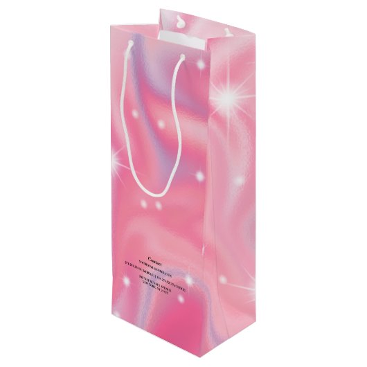 Elegant Glam Iridescent Holographic Wine Gift Bag Wijn Cadeautas (Achterkant Gekanteld)