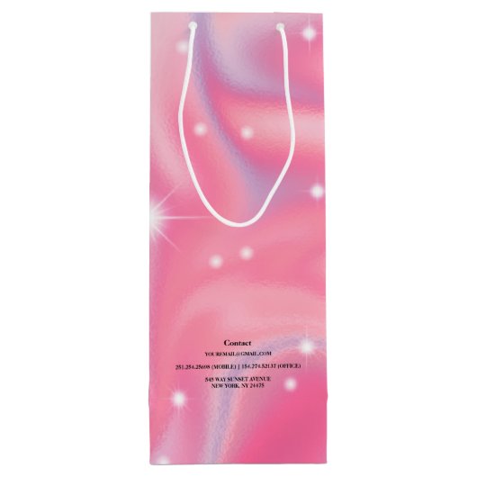 Elegant Glam Iridescent Holographic Wine Gift Bag Wijn Cadeautas (Achterkant)