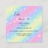 Elegant Glam Iridescent Sparkle Cake Care Square Vierkante Visitekaartje (Achterkant)