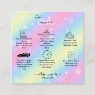 Elegant Glam Iridescent Sparkle Cake Care Square Vierkante Visitekaartje