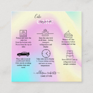 Elegant Glam Iridescent Sparkle Cake Care Vierkante Visitekaartje