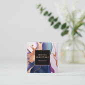 Elegant Glam Liquid Marble Blue Paars Gold Vierkante Visitekaartje (Staand voorkant)
