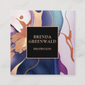 Elegant Glam Liquid Marble Blue Paars Gold Vierkante Visitekaartje (Voorkant)