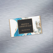 Elegant Glam Liquid Marble Blue Purple Gold Square Magnetisch Visitekaartje (Voorbeeld)