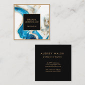 Elegant Glam Liquid Marble Blue Purple Gold Square Vierkante Visitekaartje (Voorkant / Achterkant)