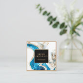 Elegant Glam Liquid Marble Blue Purple Gold Square Vierkante Visitekaartje (Staand voorkant)