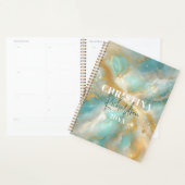 Elegant Glam Luxe Aquamarijn Marmer Goud Glitter Planner (Display)