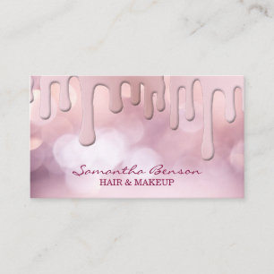 Elegant glam make-up haar blush roze glitter drupp visitekaartje