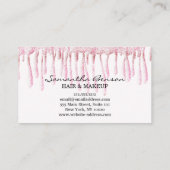 Elegant glam make-up haar blush roze glitter drupp visitekaartje (Achterkant)