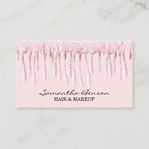 Elegant glam make-up haar blush roze glitter drupp visitekaartje