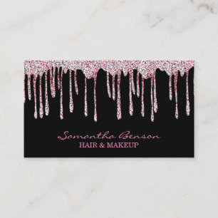 Elegant glam make-up haar blush roze glitter drupp visitekaartje