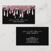 Elegant glam make-up haar blush roze glitter drupp visitekaartje (Voorkant / Achterkant)