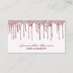 Elegant glam make-up haar blush roze glitter drupp visitekaartje