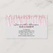 Elegant glam make-up haar blush roze glitter drupp visitekaartje (Achterkant)