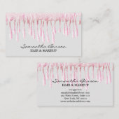 Elegant glam make-up haar blush roze glitter drupp visitekaartje (Voorkant / Achterkant)