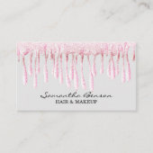 Elegant glam make-up haar blush roze glitter drupp visitekaartje (Voorkant)