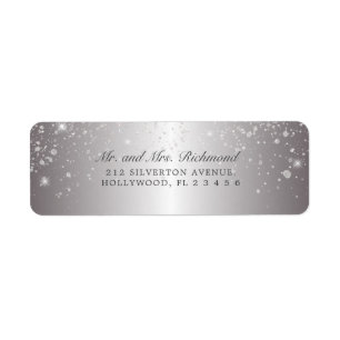 Elegant & Glam Metallic Silver Glitter Etiket