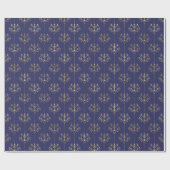 Elegant Glam Navy Blue Gold Pattern Cadeaupapier (Vlak)