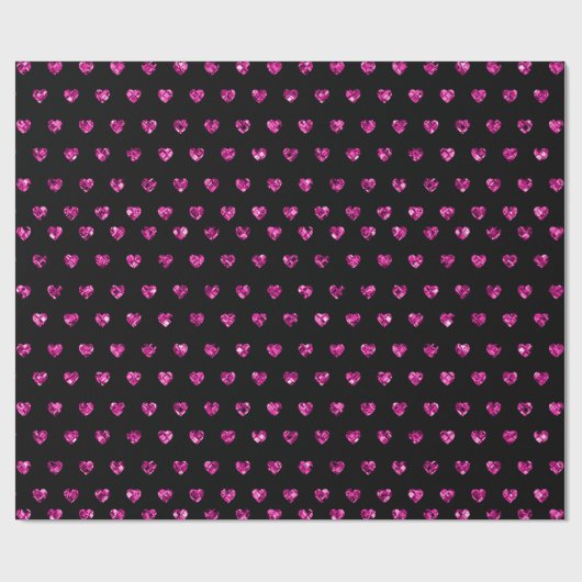 Elegant Glam Pink Gem Hearts Romantic Valentijn Cadeaupapier (Vlak)