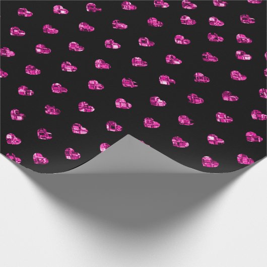 Elegant Glam Pink Gem Hearts Romantic Valentijn Cadeaupapier (Hoek)