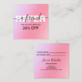 Elegant Glam pink Holographic Referral Card (Voorkant / Achterkant)