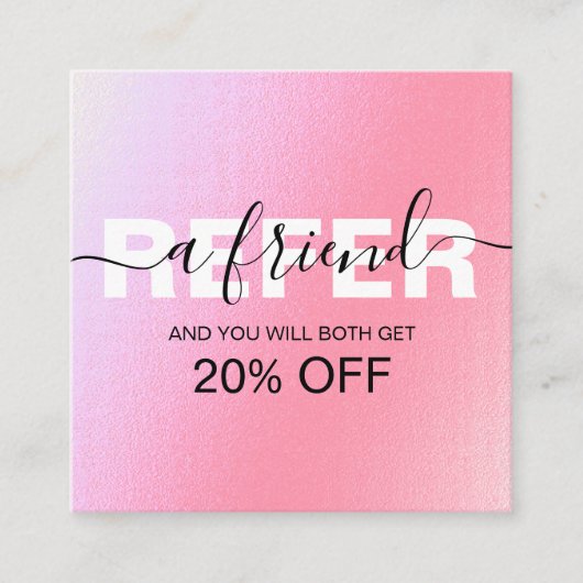 Elegant Glam pink Holographic Referral Card (Voorkant)