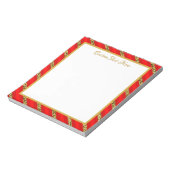 Elegant Glam Red Gold Glitter Stripes personaliser Notitieblok (Linkerzijde)