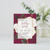 Elegant Glam Rood  Wit Rozen Vakantie Party Uitnodiging Briefkaart (Staand voorkant)