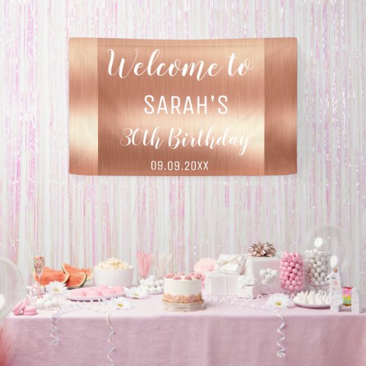 Elegant Glam Roos Gold 30e verjaardag achtergrond Spandoek (Feest)