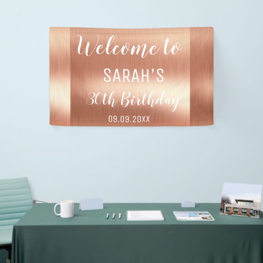 Elegant Glam Roos Gold 30e verjaardag achtergrond Spandoek (Beurs)