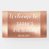 Elegant Glam Roos Gold 30e verjaardag achtergrond Spandoek (Horizontaal)