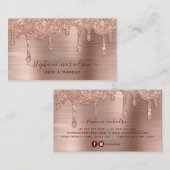 Elegant Glam Roos Gold Glitter Drip Hair Makeup Visitekaartje (Voorkant / Achterkant)