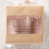 Elegant Glam Roos Gold Glitter Drip Return Address Etiket (Insitu)