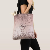Elegant Glam Roos Gold Glitter Initialen Monogram Tote Bag (Dichtbij)