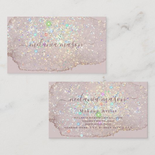 Elegant Glam Roos Gold Glitter Sparkles Pastel Visitekaartje (Voorkant / Achterkant)